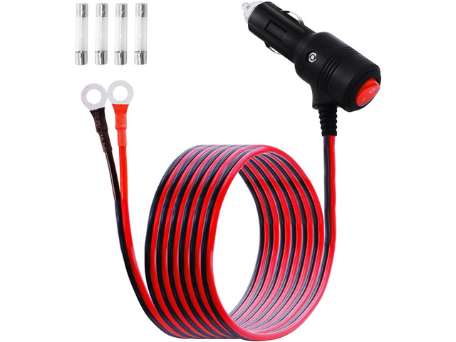 Car Cigarette Lighter to O Ring Terminal with Switch