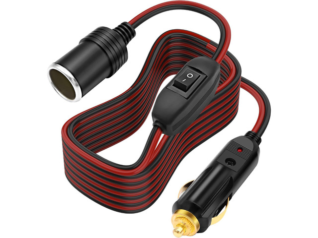 Cigarette Lighter Extension Cord 14AWG 12V-24V Car Cigarette Lighter