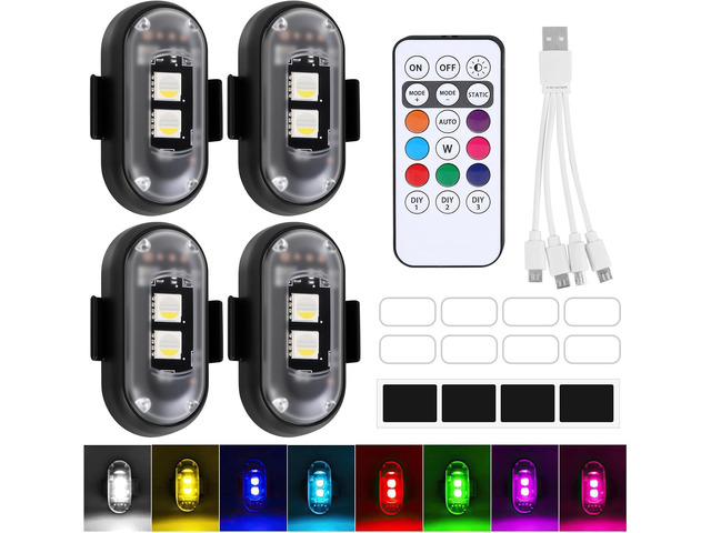 4PCS LED Car Strobe Lights with Remote Control