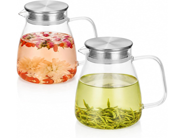 One-Touch Glass Teapot 27 oz High Borosilicate Tea Pot