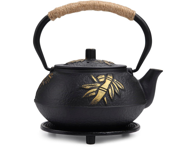 Tea Kettle Cast Iron Teapot Infuser Strainer Set