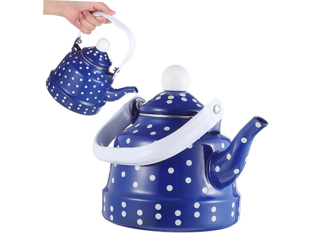 Vintage Tea Kettle Whistling Stovetop Tea Kettles Enamel Interior