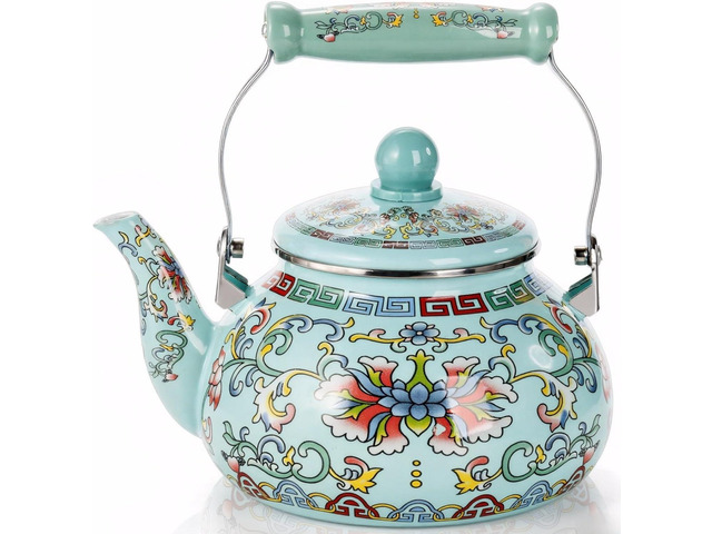 2.6 Quart Floral Enamel Tea Kettle