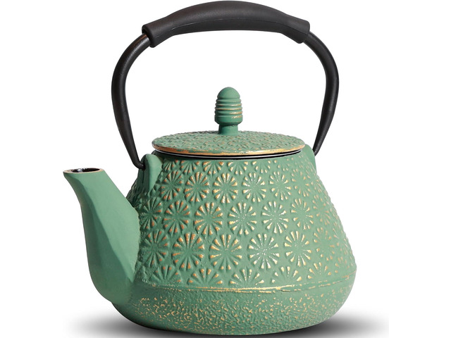 Cast Iron Teapot 950ml Blossom Pattern Tea Kettle