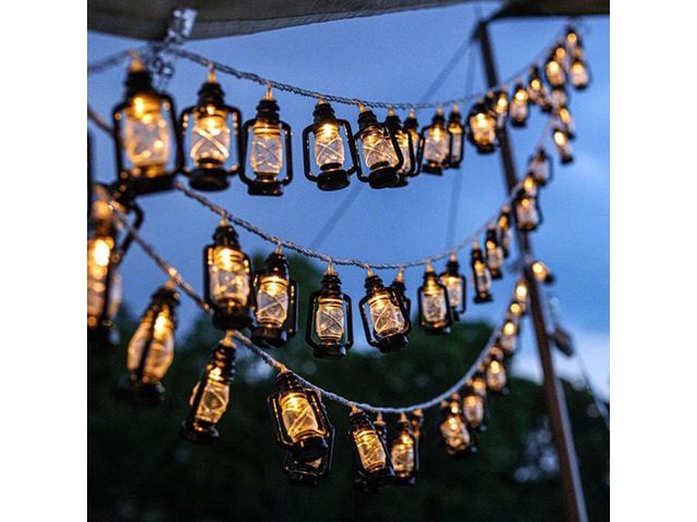 20 LEDs /10ft Black Lantern String Lights Mini Kerosene Lamp