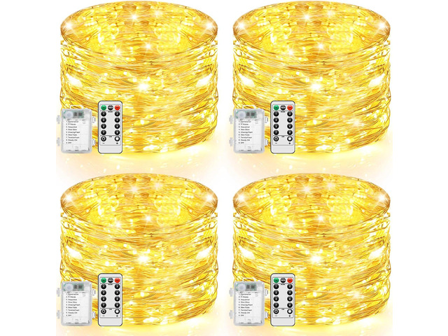 2 Pack Fairy Lights Battery Operated with Remote Control Timer
