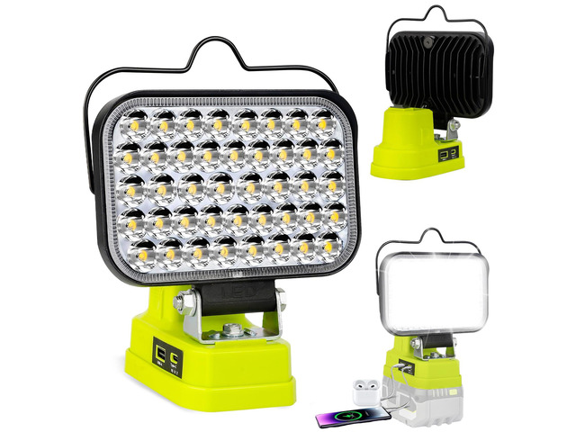 Cordless LED Work Light Compatible with Ryobi 18V Battery, 90W 7000LM Flood Ligh
