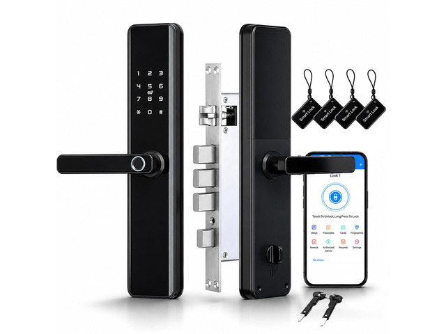 Smart Door Lock with Handle Keyless Entry Deadbolt with Fingerprint, Touchscreen