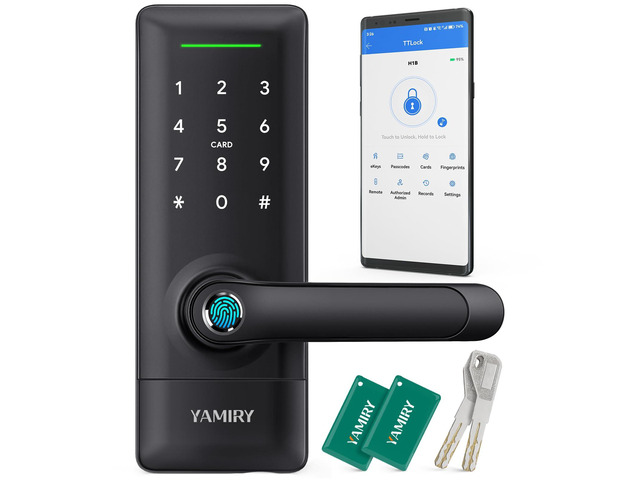 Yamiry Smart Door Lock, Biometric Fingerprint, Keyless Entry, App Control, 6 Way