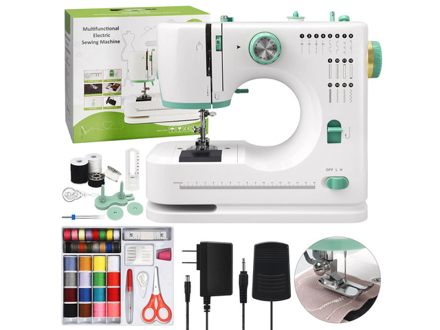 Mini Sewing Machine for Beginners with 32 PCS Threads Kit,16 Built-In Stitches, Multifunctional Portable Sewing with Foot Pedal Small Sewing...