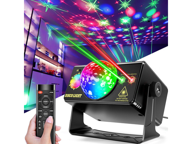 Party Lights DJ Disco Ball & LED Stage Strobe Light with Sound-Activated 10ft US