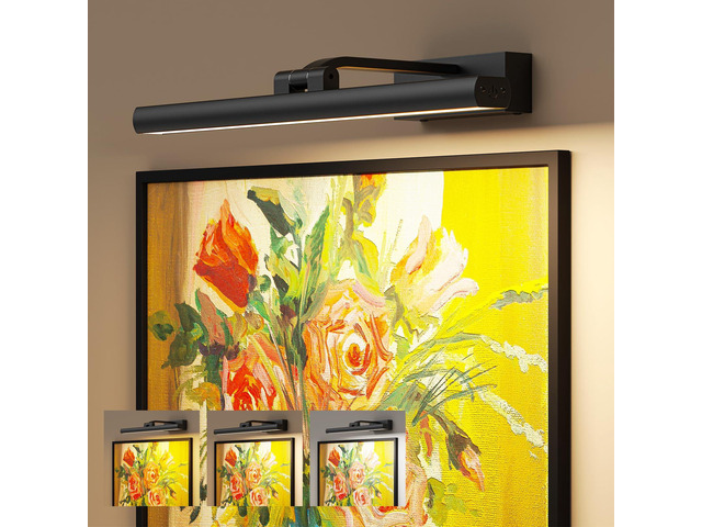 Wireless Picture Lights for Wall, Battery Operated Wall Light for Painting Rechargeable CCT Rotatable 16in Art Gallery Light with Remote Dimmable...