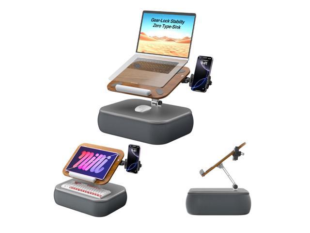 Adjustable Laptop Lap Desk, Laptop Stand with Cushion Pillow for Bed Height & Angle Adjustable Lap desk with Phone Holder, Bean Bag Pillow, for...