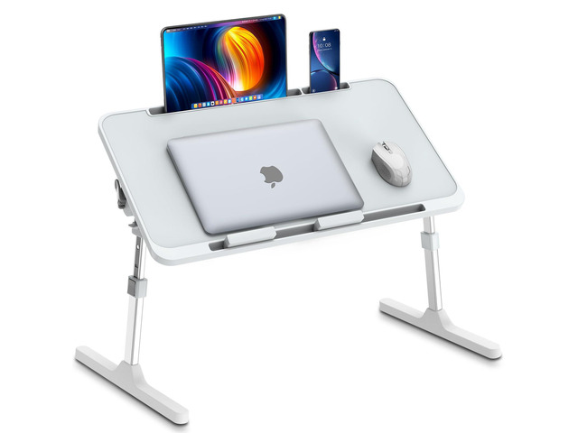 Zapuno Laptop Bed Desk, Height & Angle Adjustable Laptop Bed Tray Table Lap Stand with Tablet & Phone Slot, Light Weight Foldable Portable Lap Desk...