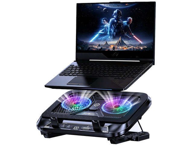 Laptop Cooling Pad with Dual Core Cooler, Gaming Laptop Cooler with 5.5in 2 Powerful Turbofan(9500 RPM), Fast Cooling Laptop 12-21in, 5 Height...