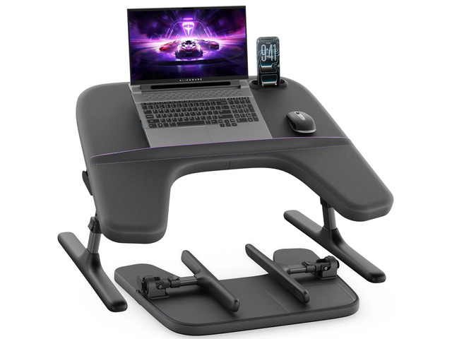SAIJI Laptop Lap Desk for Bed & Couch with Soft Armrest, Bed Desk Table Ergonomic Curved Design, Soft Padded Armrests, Height & tilt angles...