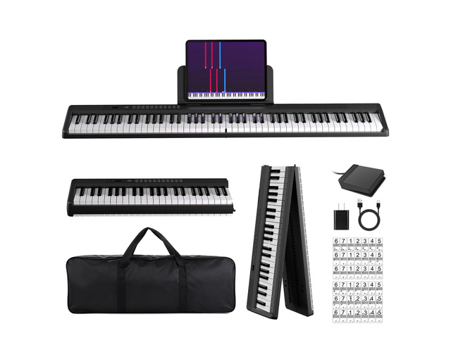 MARVTOWN Portable Folding Piano Keyboard,88Keys Semi-Weighted Full Size,Foldable Digital Piano, Rechargeable Electric/Electronic Keyboard Piano...