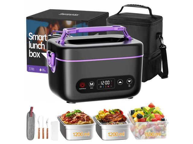 2X1.2L 100W Cordless Electric Heated Lunch Box, Upgared 5D Surround Heat Tech 6x4000mAh Battery Powered with Dual Insulated Bag, Portable Food...