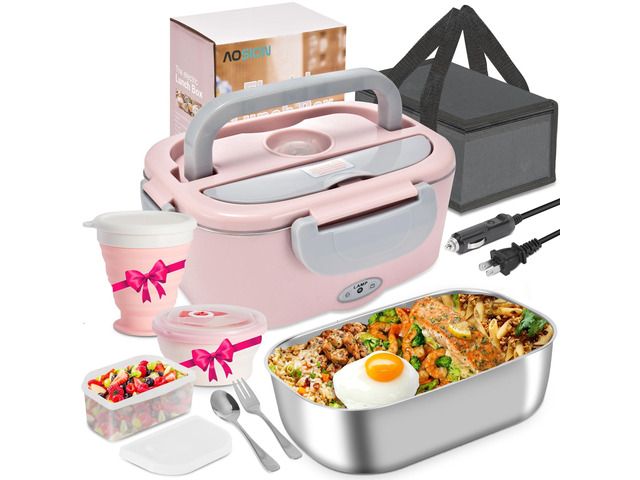 Electric Lunch Box for Adults, 80W Portable Food Warmer. Heated Lunch Box, 3-IN-1 80W Self Portable Food Warmer, For Car/Truck/Office, Upgraded...