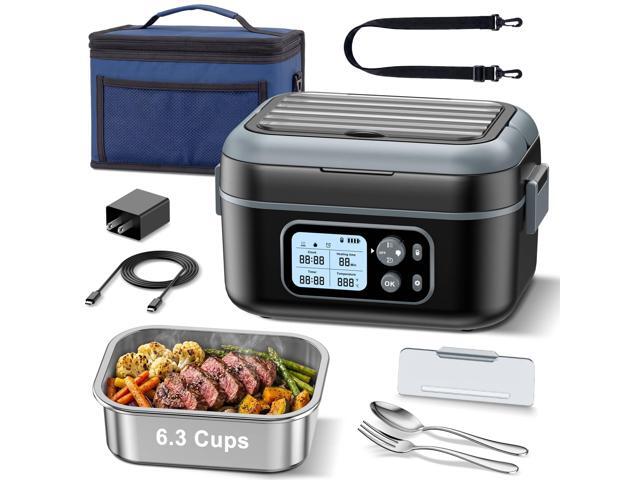 Cordless Heated Electric Lunch Box for Adults, 6.3-Cup XL, 24000mAh 5-Sided & Scheduled Heating, Max 212Â°F, Temp Control, Leakproof, BPA-Free for...