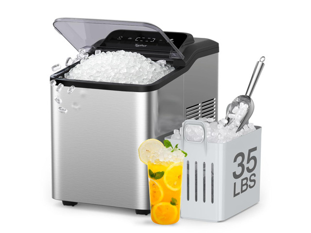 Typhur Nugget Ice Maker Countertop, Self-Cleaning Pump, 35lb/24H, Stainless Crus