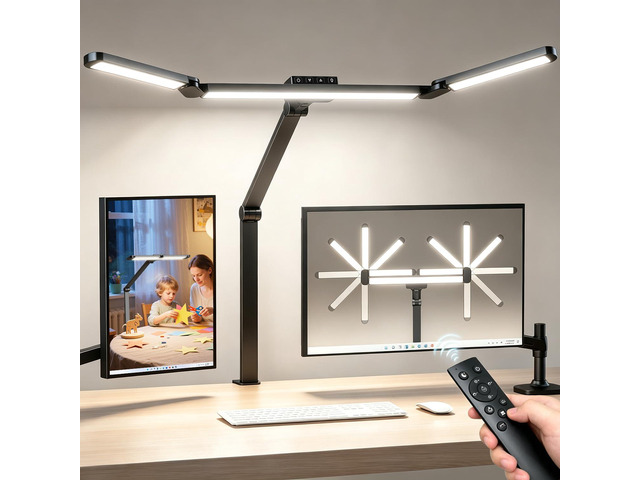 GUARDKING Desk Lamp for Home Office with Clamp 33.4' 5 Color & 5 Brightness Led