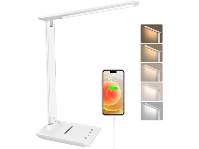 karidi LED Desk Lamp Dimmable Table Lamp with USB Charging Port, 5 Lighting Mode