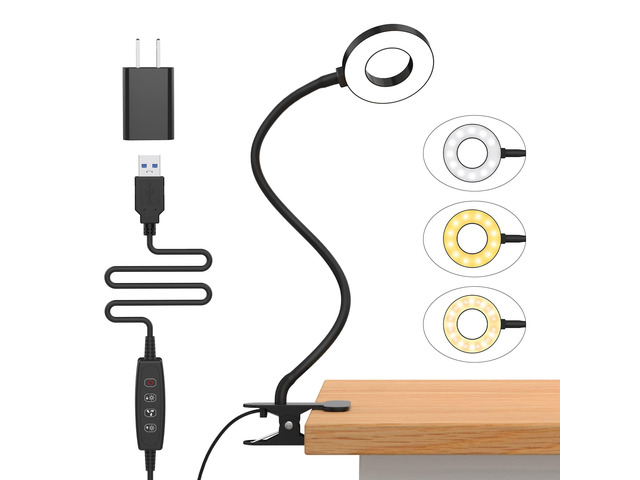iZELL Desk Lamp, [3 Color Modes & 10 Brightness] LED Reading Light with Clamp, S