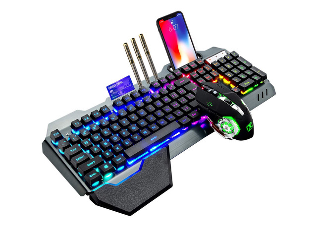 Wireless Gaming Keyboard and Mouse,RGB Backlit Rechargeable Keyboard Mouse with 5000mAh Battery Metal Panel,Removable Hand Rest Mechanical Feel...