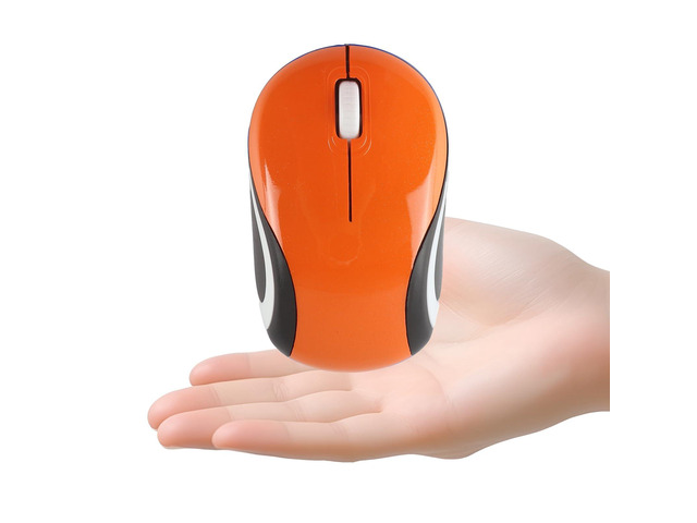 elec Space Mini Small Wireless Mouse for Travel Optical Portable Mini Cordless Mice with USB Receiver for PC Laptop Computer (Orange)