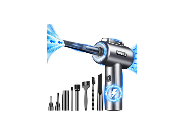 Compressed Air Duster, 110000RPM Ultra-Powerful Electric Air Duster with LED Light, 3-Speed Adjustable, Rechargeable Cordless Mini Blower for...
