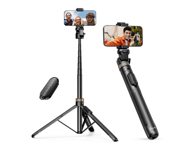 Sensyne 72' Extendable Tripod for iPhone & Selfie Stick with Detachable Phone Holder & Wireless Remote, Compatible with All Cell Phones, Black