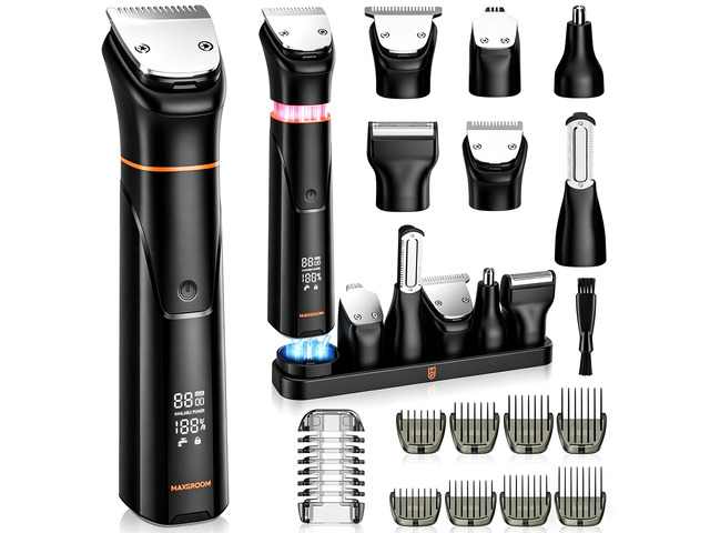 MAXGROOM 6 in 1 Beard Trimmer for Men, Waterproof Cordless Electric Razor Shaver, Men's Grooming Kit for Mustache, Hair, Face, Nose and Body, USB...