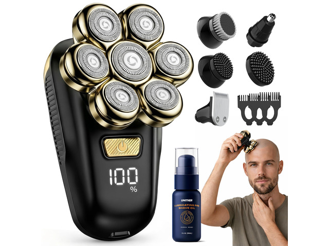 Head Shavers for Bald Men, Electric Razor with 7D Magnetic Shaver Heads, Wet Dry