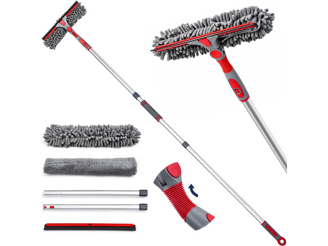 DSV Standard 2-in-1 Window Cleaning Squeegee Kit with 60 Extension Pole, Rotatab