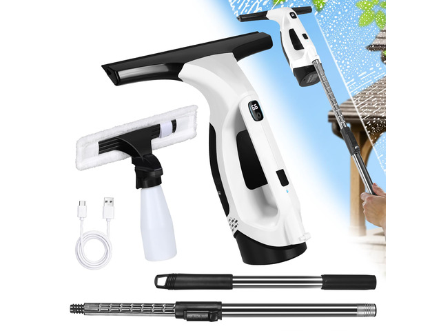 FRUITEAM Window Vacuum Squeegee Cordless with 31.5' - 40' Extendable Pole