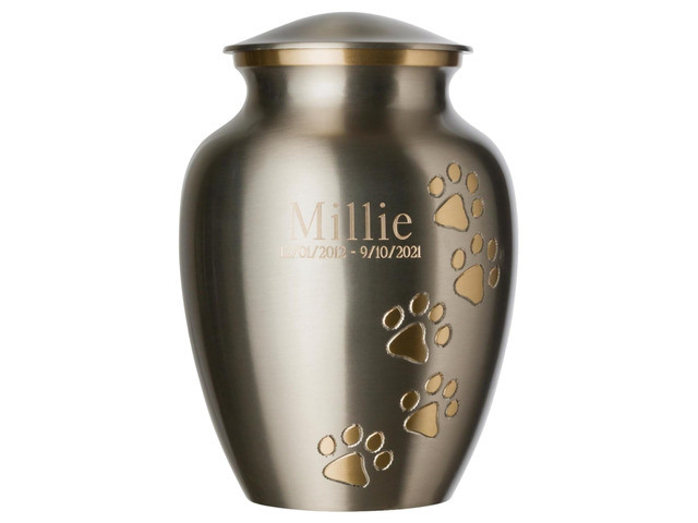 Ottillie Elite Pewter/Brass/Vert Pet Urn, up to 65lbs