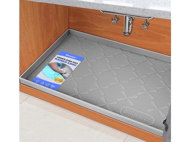 SIKADEER Waterproof Under Sink Mat 34' x 22', Silicone Mat Kitchen liner