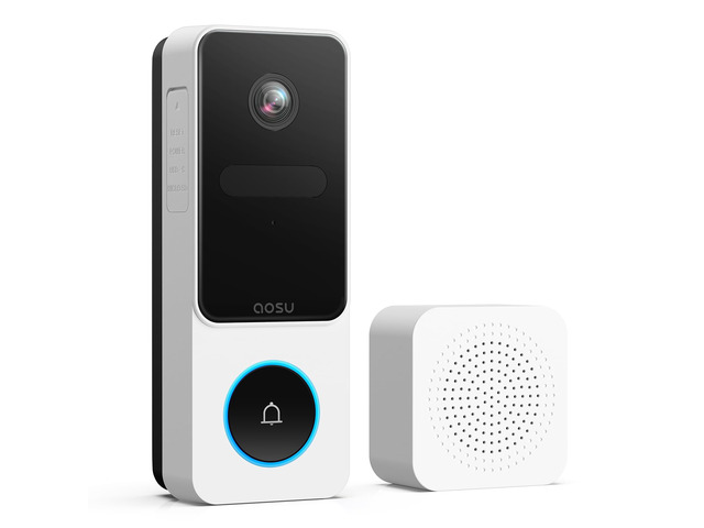 aosu Video Doorbell Camera Wireless, 2K QHD, 170° Wide Angle, 2.4GHz WiFi