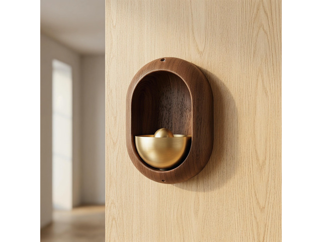 Door Chime - Wooden Bell Magnetic Trigger with Brass Chime