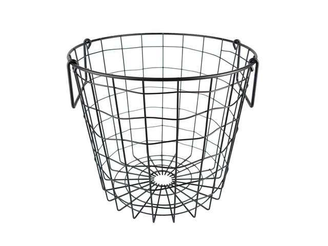 DII Metal Wire Utility Storage Bin, Small Round, 12x12x10', Black