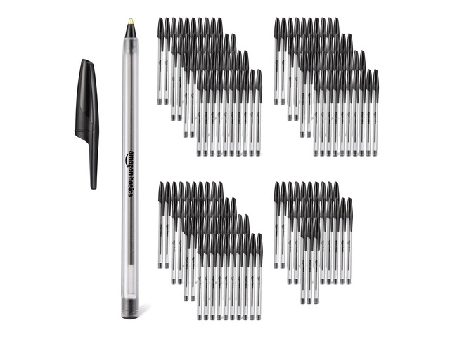 Amazon Basics Ballpoint Pens, Medium Point 1.0mm, Black Ink, 144-Pack