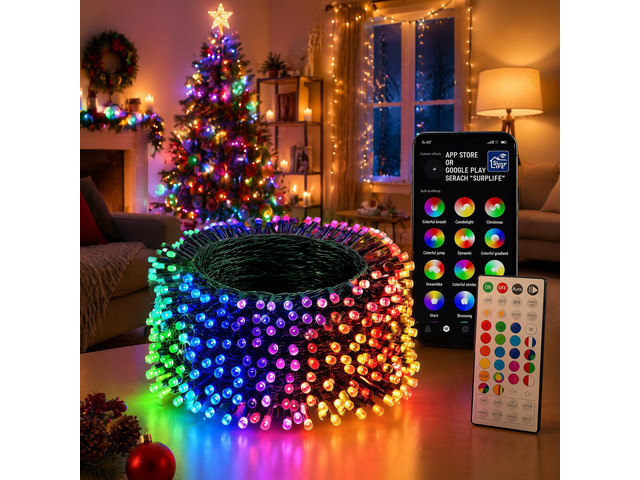 Smart Christmas String Lights, 165FT 500 LED RGB Color Changing Lights with App & 44-Key Remote Control, Music Sync, Timer, Indoor Outdoor Xmas...