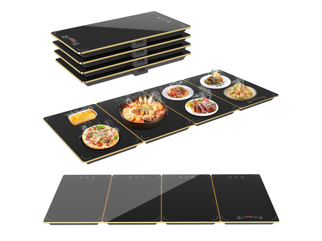 4-in-1 Detachable Electric Warming Tray, Expandable Buffet Server 33x15 Inch, 104-248Â°F with 24H Timer, Chafing Dishes & Food Warmers