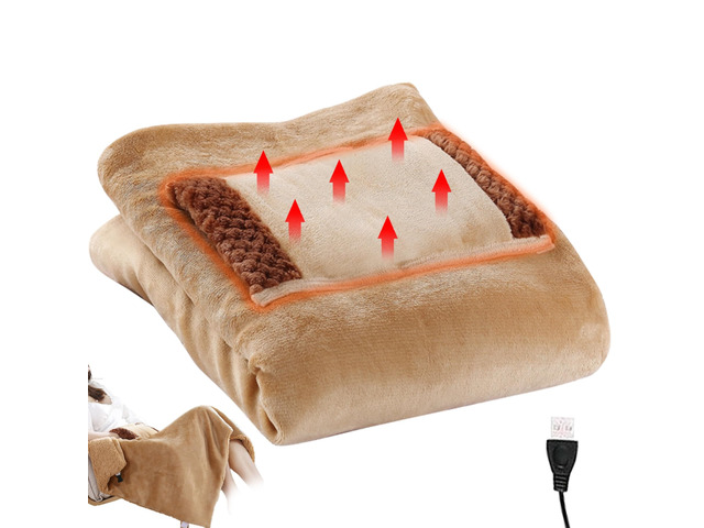 Heated Throw, Electric Throw Blanket, Heated Blanket 24x31 Inch Small USB Fast Heating Blanket with Large Pocket for Hands Washable Plush Electric...