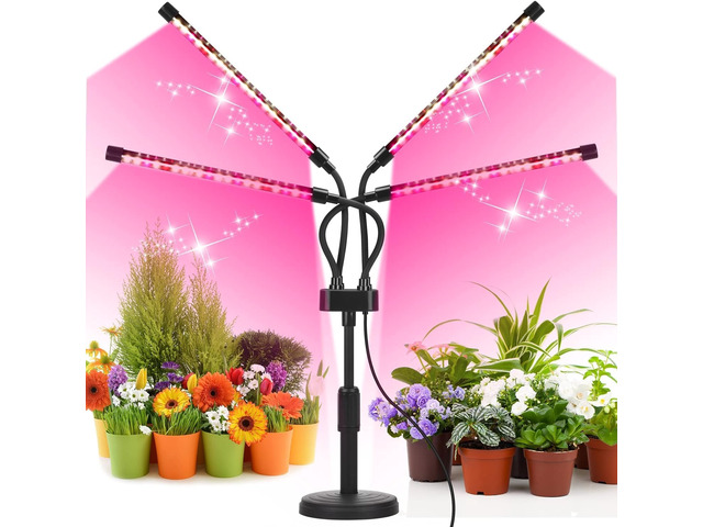SYEIORAOM Grow Lights for Indoor Plants, Four Head LED Grow Light with Full Spectrum, Red White Spectrum for Indoor Plant Lamp, Adjustable...