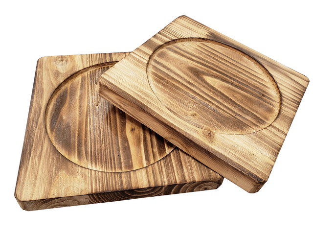 Square Wood Underliner/Trivet for Cast Iron/Hot Dish Sunrise Kitchen Supply (7' x 7') - Pack of 2