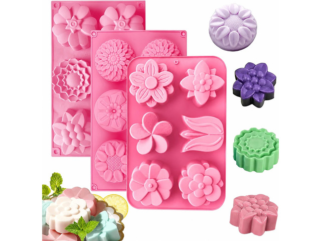 Silicone Soap Molds, different Cavities Soap Mold with Different Shapes, Perfect for Soap Making, Handmade Cake Chocolate Desserts Biscuit Pudding...