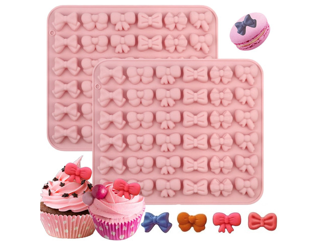 2PCS Bow Chocolate Silicone Molds, Mini Bowknot Mould Butterfly Tie Silicone Molds for Candy, Candy, Gummy, Sugar, Biscuit, Cookie, Cake...
