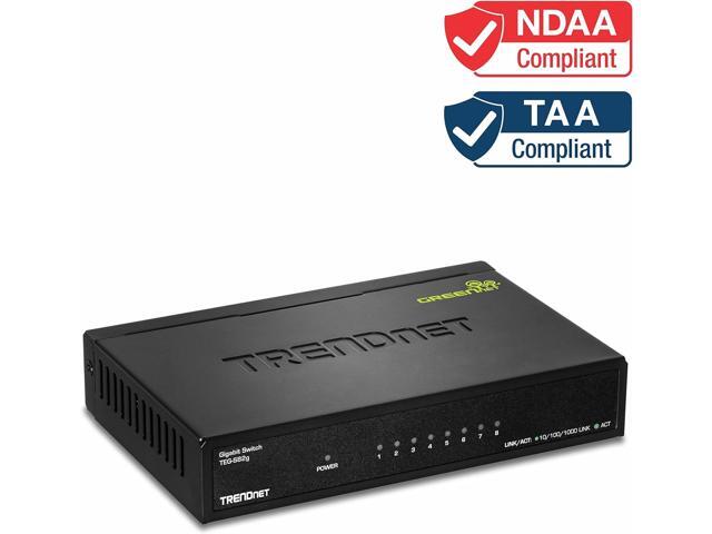 TRENDnet 8-Port Gigabit GREENnet Switch, Ethernet Network Switch, 8 x 10-100-1000 Mbps Gigabit Ethernet Ports, 16 Gbps Switching Capacity, Metal,...